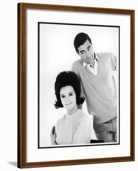 Have You Met My Wife? a Man Stands Behind His Wife, Giving Her a Wry Look-null-Framed Photographic Print