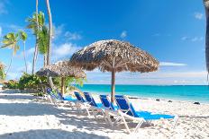 Beautiful Caribbean Beach with Chaise Lounge in Dominican Republic-haveseen-Photographic Print