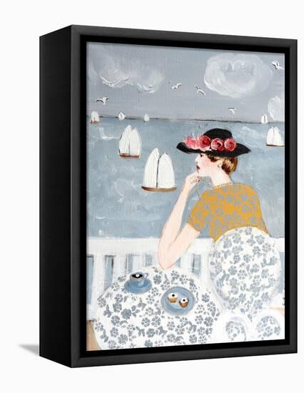 Having Tea by the Sea, 2015-Susan Adams-Framed Premier Image Canvas