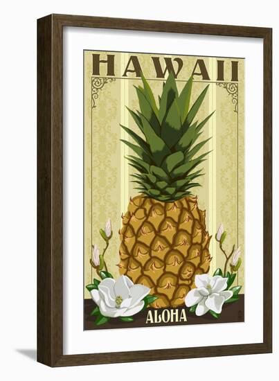 Hawaii - Aloha - Colonial Pineapple-Lantern Press-Framed Art Print