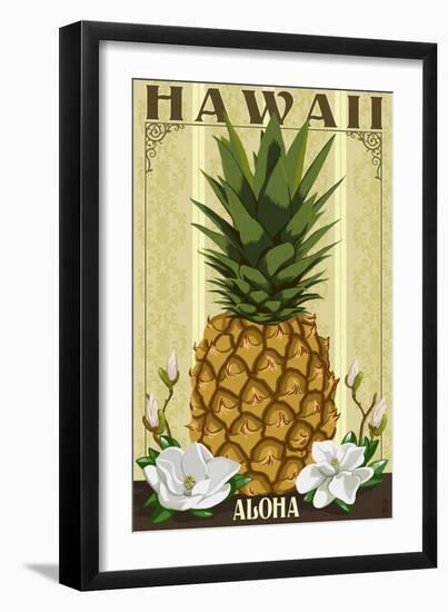 Hawaii - Aloha - Colonial Pineapple-Lantern Press-Framed Art Print