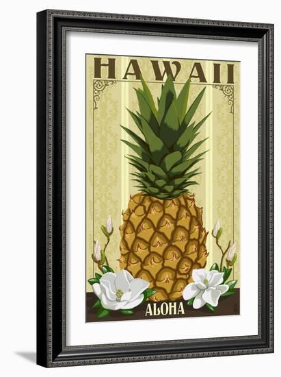 Hawaii - Aloha - Colonial Pineapple-Lantern Press-Framed Art Print