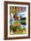 Hawaii - Aloha - Hula Girl on Coast (Flower Border)-Lantern Press-Framed Art Print