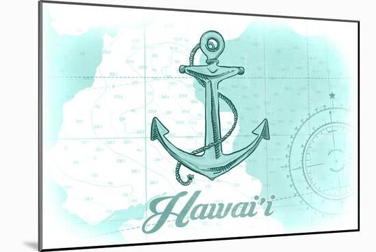 Hawaii - Anchor - Teal - Coastal Icon-Lantern Press-Mounted Art Print