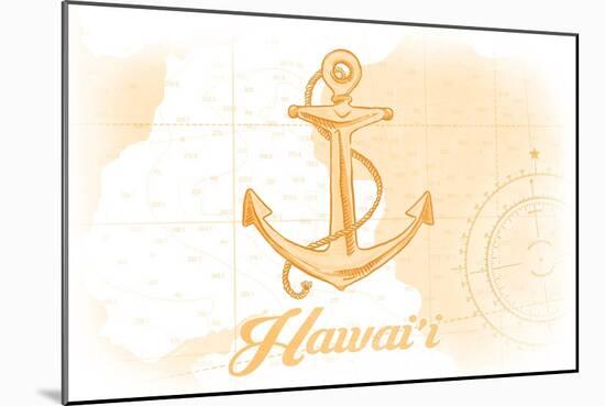 Hawaii - Anchor - Yellow - Coastal Icon-Lantern Press-Mounted Art Print