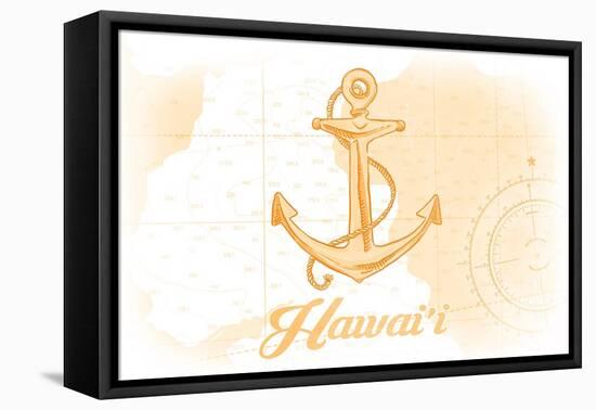 Hawaii - Anchor - Yellow - Coastal Icon-Lantern Press-Framed Stretched Canvas