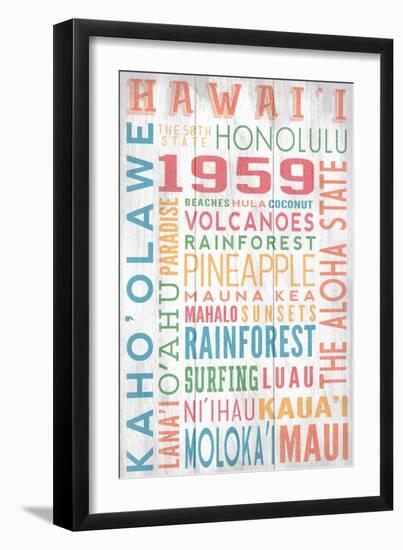 Hawaii - Barnwood Typography-Lantern Press-Framed Art Print