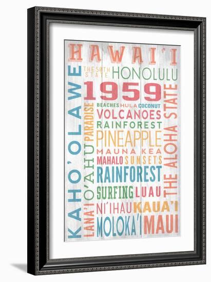 Hawaii - Barnwood Typography-Lantern Press-Framed Art Print