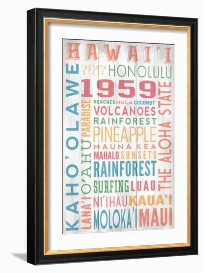 Hawaii - Barnwood Typography-Lantern Press-Framed Art Print