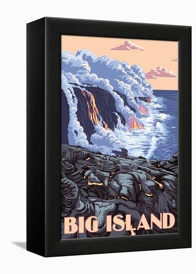 Hawaii - Big Island - Lava Flow Scene-Lantern Press-Framed Stretched Canvas