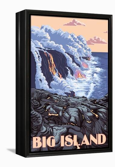 Hawaii - Big Island - Lava Flow Scene-Lantern Press-Framed Stretched Canvas