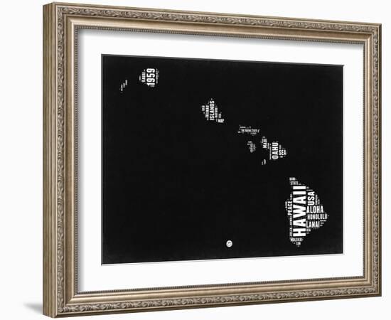 Hawaii Black and White Map-NaxArt-Framed Art Print