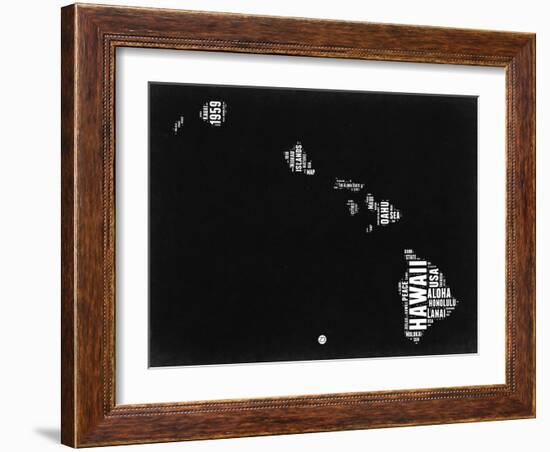 Hawaii Black and White Map-NaxArt-Framed Art Print