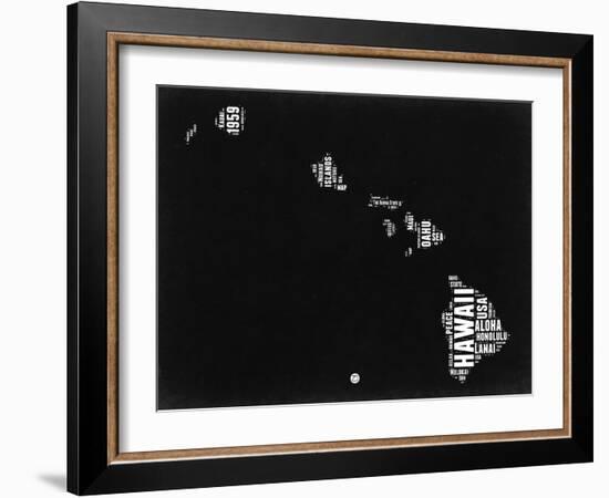 Hawaii Black and White Map-NaxArt-Framed Art Print