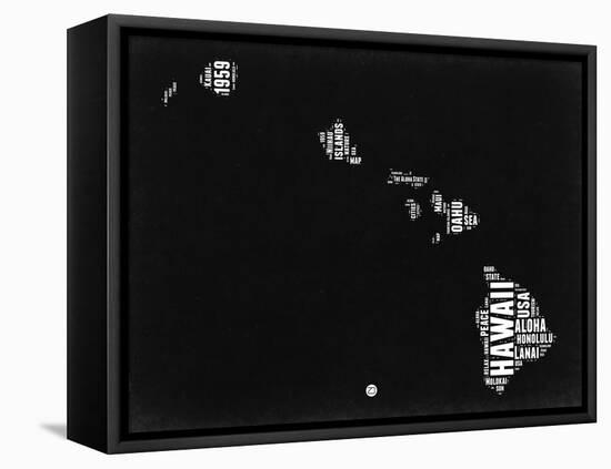 Hawaii Black and White Map-NaxArt-Framed Stretched Canvas