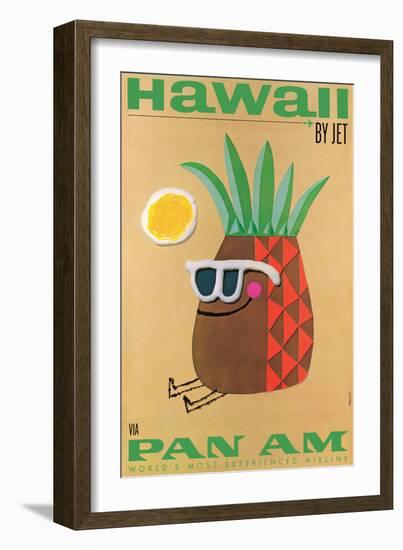 Hawaii by Jet - Pan American World Airways, Vintage Airline Travel Poster-Phillips-Framed Art Print