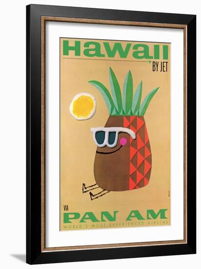 Hawaii by Jet - Pan American World Airways, Vintage Airline Travel Poster-Phillips-Framed Art Print