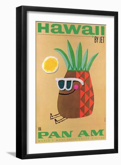 Hawaii by Jet - Pan American World Airways, Vintage Airline Travel Poster-Phillips-Framed Art Print