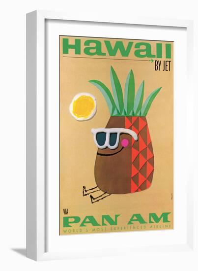 Hawaii by Jet - Pan American World Airways, Vintage Airline Travel Poster-Phillips-Framed Art Print