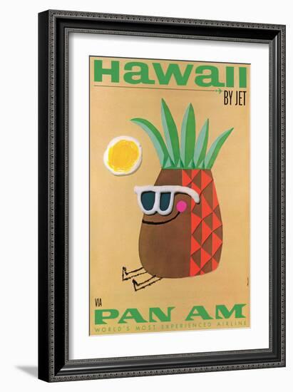 Hawaii by Jet - Pan American World Airways, Vintage Airline Travel Poster-Phillips-Framed Art Print