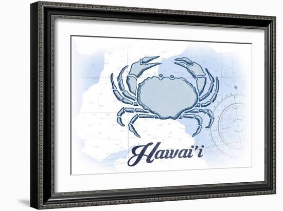 Hawaii - Crab - Blue - Coastal Icon-Lantern Press-Framed Art Print