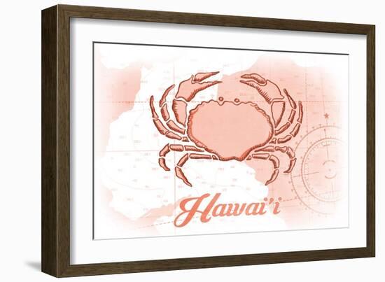 Hawaii - Crab - Coral - Coastal Icon-Lantern Press-Framed Art Print