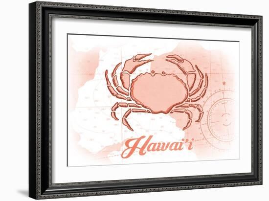 Hawaii - Crab - Coral - Coastal Icon-Lantern Press-Framed Art Print