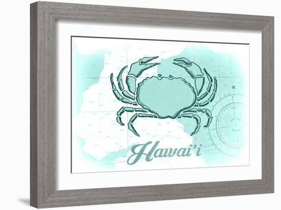 Hawaii - Crab - Teal - Coastal Icon-Lantern Press-Framed Art Print