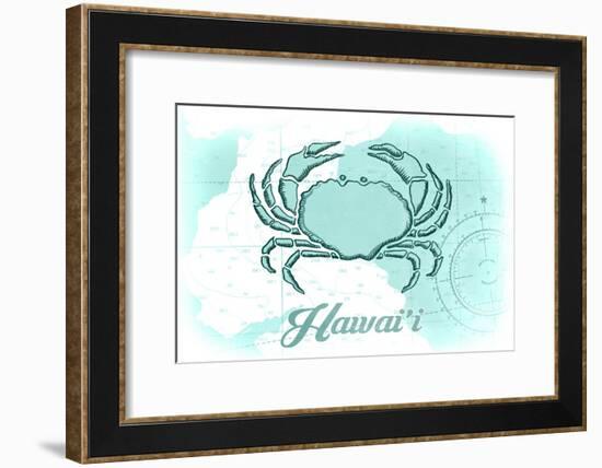 Hawaii - Crab - Teal - Coastal Icon-Lantern Press-Framed Art Print