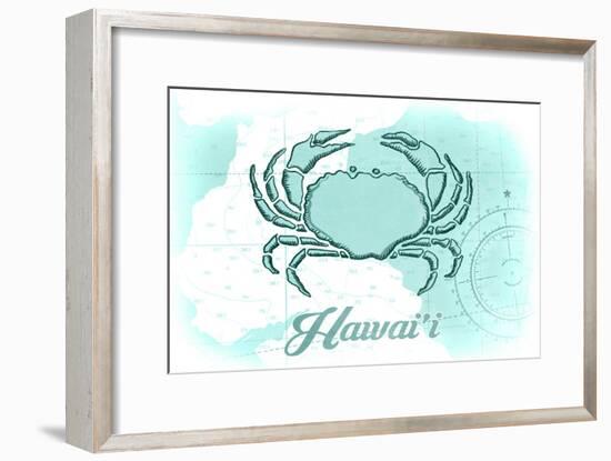 Hawaii - Crab - Teal - Coastal Icon-Lantern Press-Framed Art Print