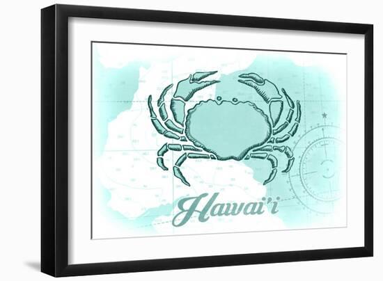 Hawaii - Crab - Teal - Coastal Icon-Lantern Press-Framed Art Print