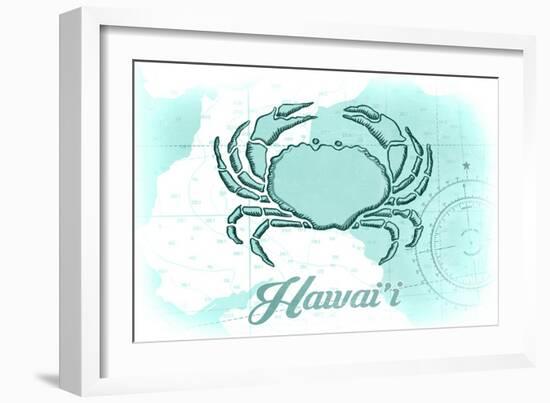 Hawaii - Crab - Teal - Coastal Icon-Lantern Press-Framed Art Print