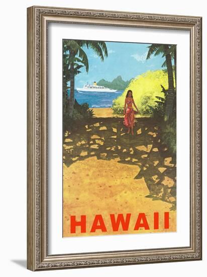 Hawaii, Cruise Liner, Girl on Beach Path-null-Framed Art Print