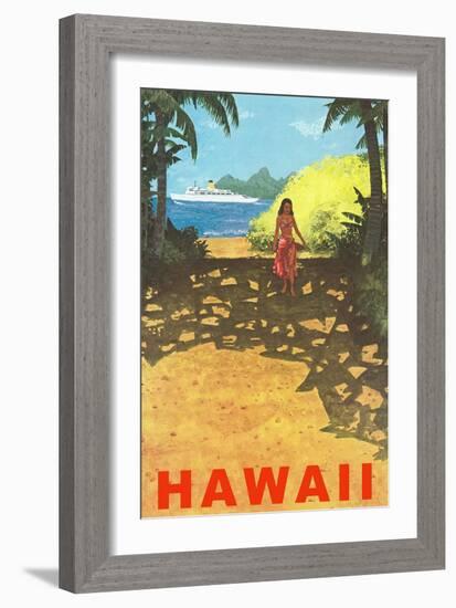 Hawaii, Cruise Liner, Girl on Beach Path-null-Framed Art Print