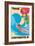 Hawaii - Hawaiian Surfer - Vintage Continental Airline Travel Poster, 1960s-Pacifica Island Art-Framed Art Print