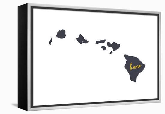 Hawaii - Home State - Gray on White-Lantern Press-Framed Stretched Canvas
