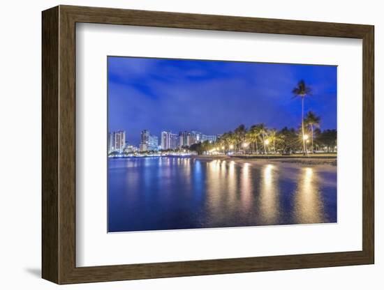 Hawaii, Honolulu, Ala Moana Park and Waikiki at Dawn-Rob Tilley-Framed Photographic Print