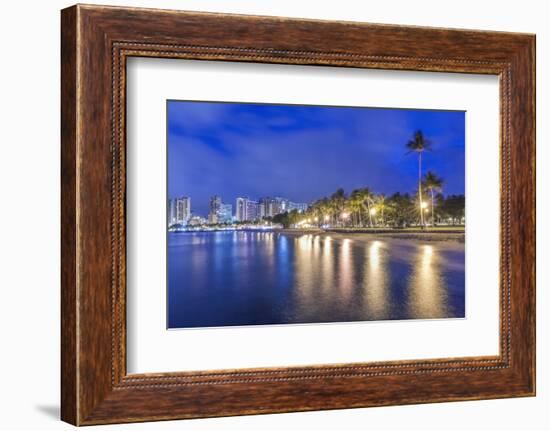 Hawaii, Honolulu, Ala Moana Park and Waikiki at Dawn-Rob Tilley-Framed Photographic Print