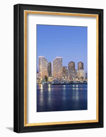 Hawaii, Honolulu, Twilight Waikiki Skyline-Rob Tilley-Framed Photographic Print