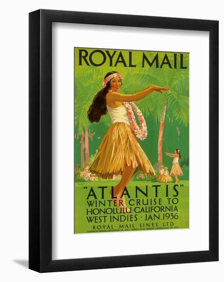 Hawaii Hula, Royal Mail “Atlantis” c.1936-Percy Padden-Framed Art Print