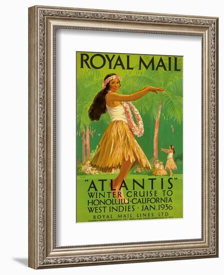 Hawaii Hula, Royal Mail “Atlantis” c.1936-Percy Padden-Framed Art Print