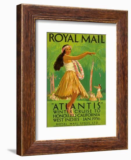 Hawaii Hula, Royal Mail “Atlantis” c.1936-Percy Padden-Framed Art Print