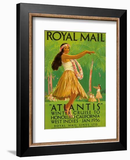 Hawaii Hula, Royal Mail “Atlantis” c.1936-Percy Padden-Framed Art Print