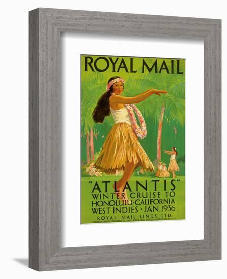 Hawaii Hula, Royal Mail “Atlantis” c.1936-Percy Padden-Framed Art Print