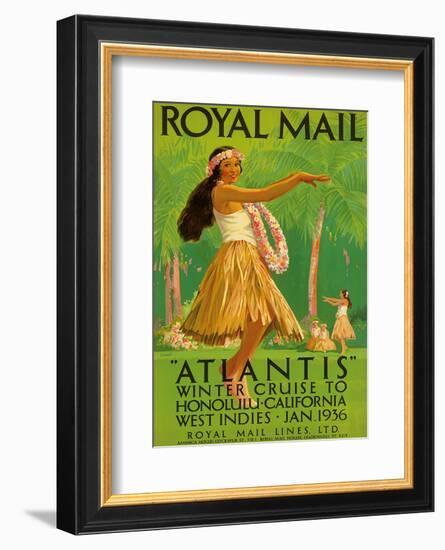 Hawaii Hula, Royal Mail “Atlantis” c.1936-Percy Padden-Framed Art Print