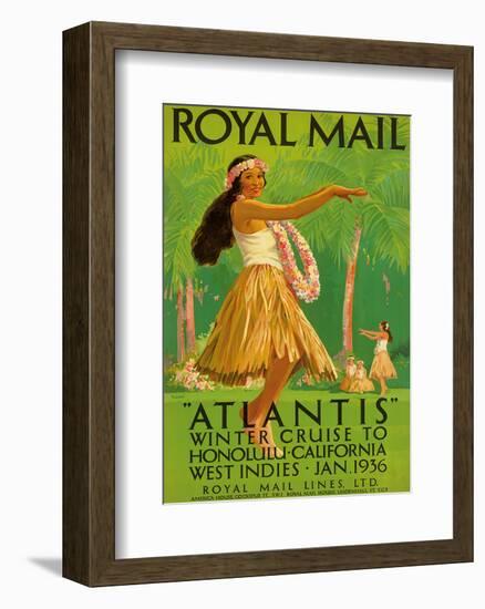 Hawaii Hula, Royal Mail “Atlantis” c.1936-Percy Padden-Framed Art Print