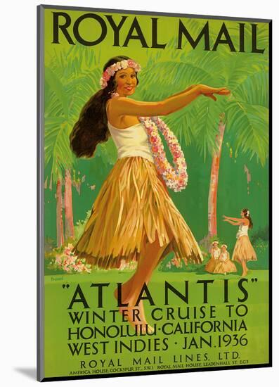 Hawaii Hula, Royal Mail “Atlantis” c.1936-Percy Padden-Mounted Art Print