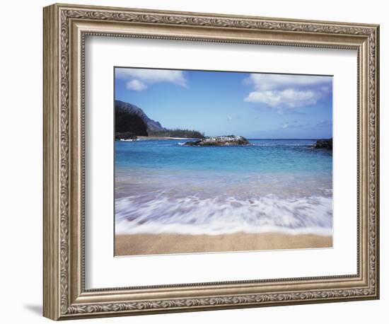 Hawaii, Kauai, a Wave from the Pacific Ocean Splashes Lumahai Beach-Christopher Talbot Frank-Framed Photographic Print