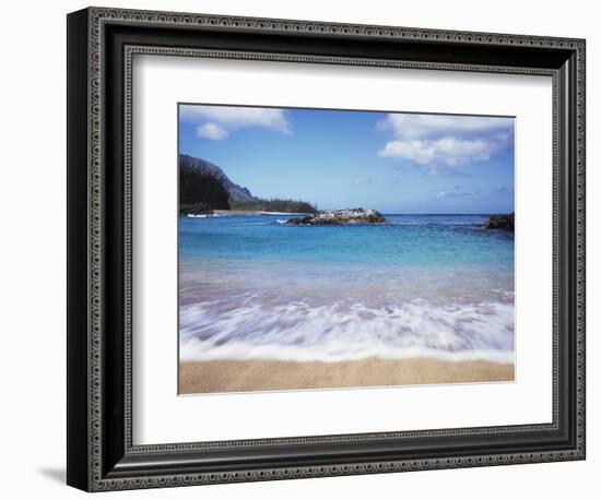 Hawaii, Kauai, a Wave from the Pacific Ocean Splashes Lumahai Beach-Christopher Talbot Frank-Framed Photographic Print