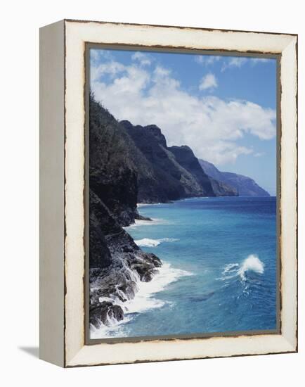 Hawaii, Kauai, Waves from the Pacific Ocean Along the Na Pali Coast-Christopher Talbot Frank-Framed Premier Image Canvas